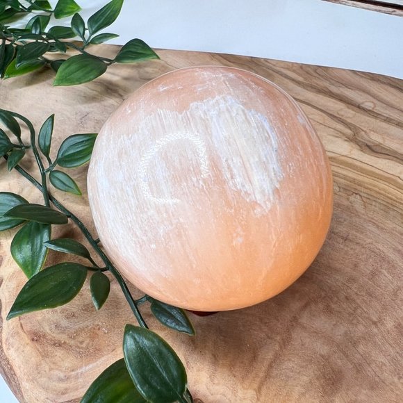 Peach Selenite Healing Sphere | Cleansing Crystals | Desk Gems - Picture 11 of 11